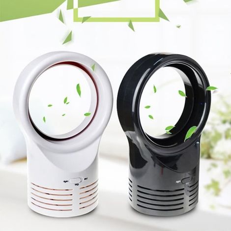 6W Ventilateur sans pale silencieux, Ventilateur sur pied de bureau silencieux, ventilateur de table silencieux 2 vitesses, 12V-1A (1/4)