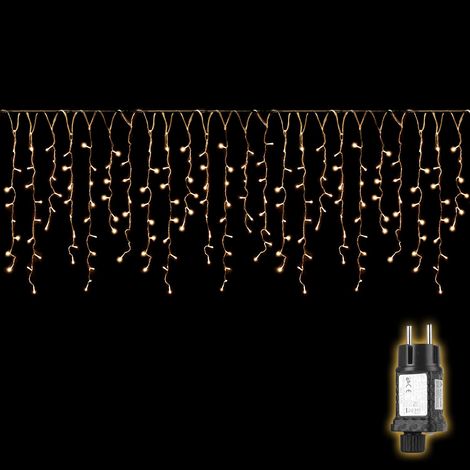 Guirlande Stalactite Exterieur, 5M 200 LED Rideau Lumineux Noel vec 8 Modes et Minuterie, IP44 étanche Guirlande Lumineuse Exterieur pour Fenêtre, Balcon, Jardin, Toit, Blanc Chaud (1/5)
