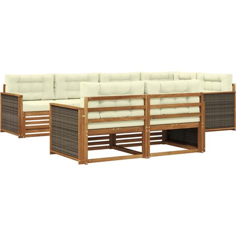 Outdoor Sofa Set 7 pcs Natural and Cream vidaXL (1/5)