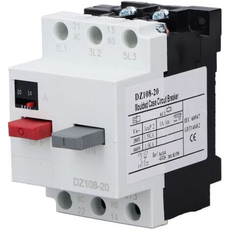 Disjoncteur de protection de moteur, coque en plastique, interrupteur monté sur Rail DIN 3P AC380V 14-20A (1/5)