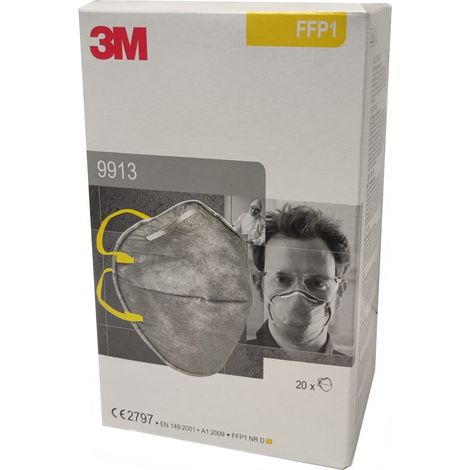 3M Respiratore monouso 9913, con carboni attivi (per Vapori Organici), FFP1 NR D, senza valvola, 20 unità (Confezione da 1) (1/2)