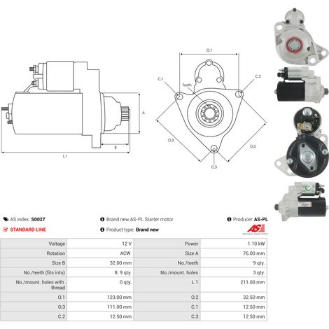 Démarreur pour Audi A3, Ford Galaxy, VW Golf 3 et Passat