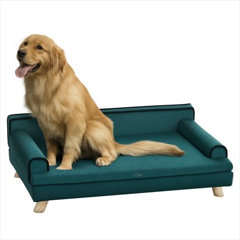 Couchage pour chien design scandinave avec coussin amovible bleu (1/5)