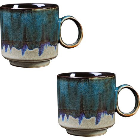 Tasse à café en céramique émaillée grande capacité avec anse large pour bureau et maison (1/5)