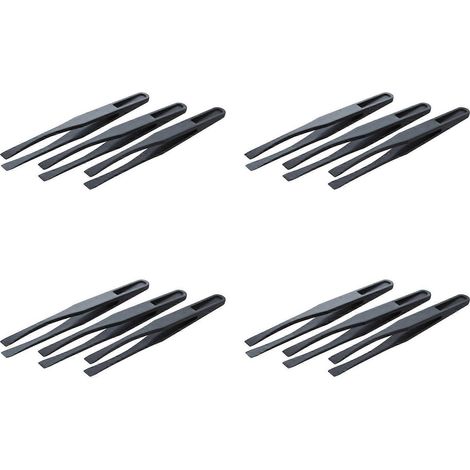 Pince antistatique en plastique noir à pointe plate longue 115mm 12 pièces (1/5)