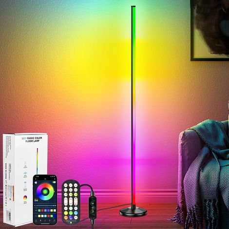 LED Corner Floor Lamp, RGB Floor Lamp, 145 cm RGB LED Floor Lamp, Angle Lamp with APP Control and Remote Control, 16 Million Colours and 300 Modes, Music Sync for Bedroom Living Room (1/5)