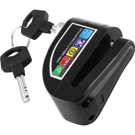Diebstahlsicheres Bremsscheibenschloss für Motorräder, Roller und Fahrräder mit akustischem Alarm, erhöhter Sicherheit, schwarzes Bremsscheibenschloss, effektiver Schutz vor Diebstahl. (1/5)