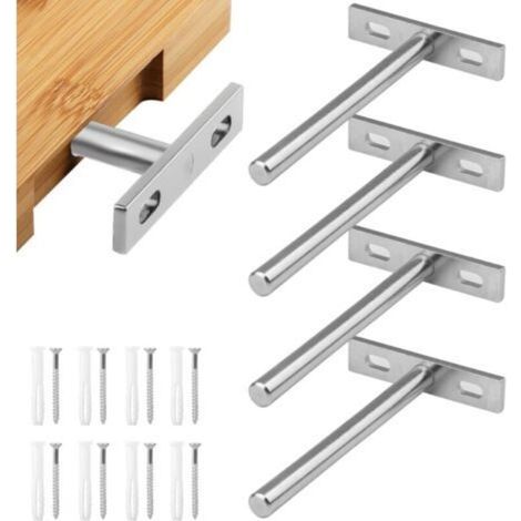 4 Pièces Supports d'étagère Flottants 5 Pouces Support Etagere Invisible, Fixation Invisible étagère Tablette Flottante Support pour le mur Mural étagère Murale Argent (1/4)