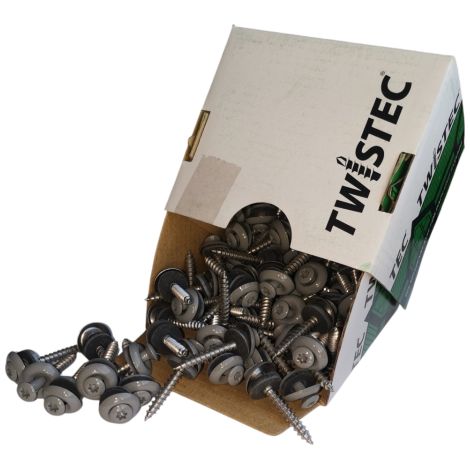 Twistec® Spenglerschraube 3tlg Color TX20 Edelstahl A2 4,5x35mm staubgrau VPE 100 Stück