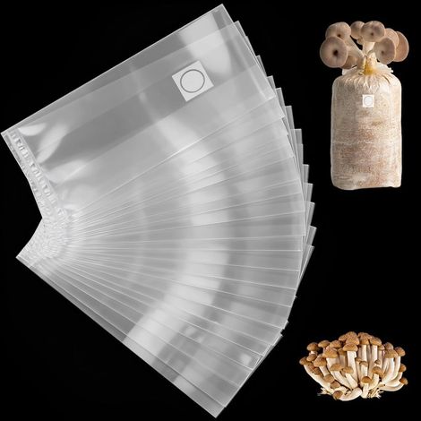 20 Pièces Sacs de Culture de Champignons, 18 x 35 cm Sacs de Culture Mushroom Spawn avec Filtre de 0,2 Micron Sac de Croissance Durable kit de Culture pour Champignons, Céréales (1/5)
