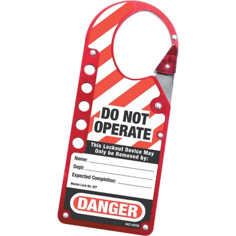 Master Lock 427 Snap-On Hasp Lockout Label with Labelled MLKS427 for Safety and Security (1/2)