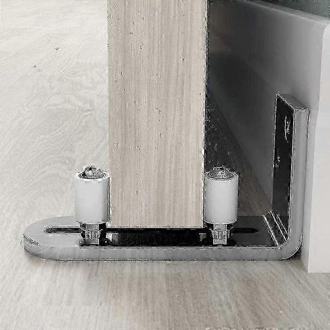Coulisse à billes argent pour porte coulissante, système de rail au sol et mural, glissière robuste en acier, quincaillerie complète, installation facile (1/5)