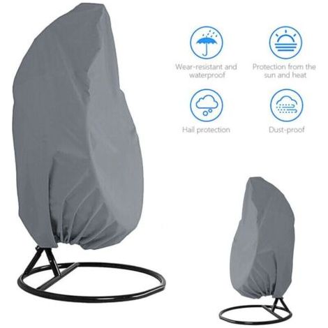 Housse de Fauteuil Suspendu Jardin Rotin Osier Fauteuil Suspendu Imperméable Housse Housse de Protection pour œufs Chaise résistant à l'eau et à la poussière - 190 X115cm (Gris) (1/4)