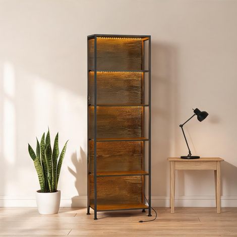 Étagère haute 5 niveaux en bois et métal avec éclairage LED 7 (1/5)