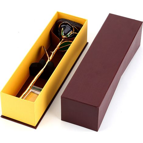 Rose en Or 24k avec Tige Longue, Idée Cadeau Romantique pour Elle (1/5)