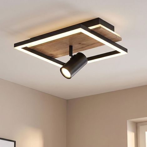 Deckenleuchte Spot Deckenlampe Backlight Wohnzimmerleuchte Holzlampe verstellbar, 1x LED, 1x GU10, LxBxH 32x27x15 cm