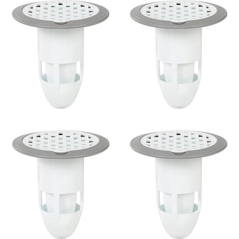 Lot de 4 Pièce Bouchons de Vidange de Sol de Douche, Anti-odeurs Connecteurs, Caoutchouc Drain de Sol Douche, Convient pour Salle de Bain, Cuisine, Toilettes, Salle Machines Laver, I'hôtel (Gris) (1/5)