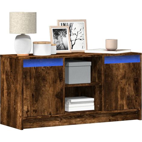 TV-Schrank mit LED-Beleuchtung Räuchereiche 100x34x50 cm
