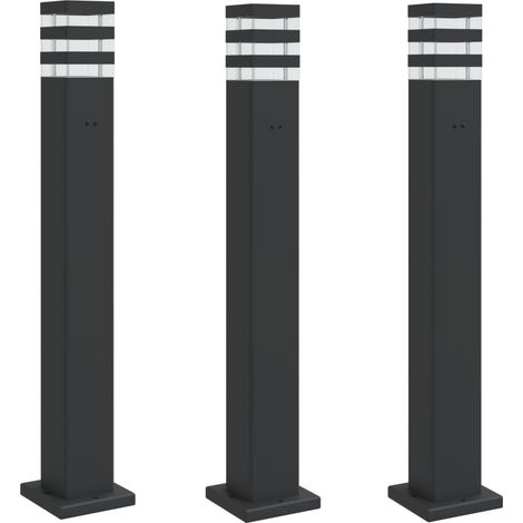 Lampade da terra per esterno con presa 3 pz 80 cm alluminio nero 020042571