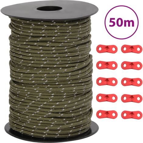 Zeltleine Reflektierend mit Seilspannern 50 m 3 mm