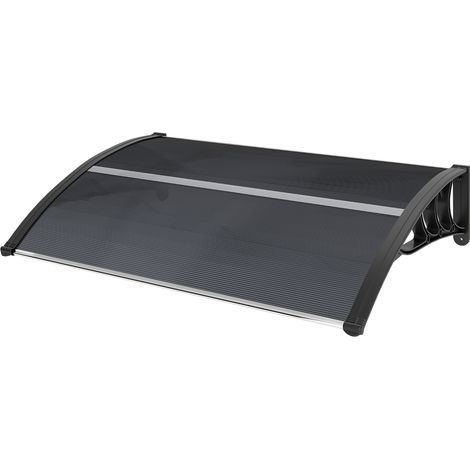 Marquise Auvent, marquise de porte d'entrée, toit pour entrées et fenêtres, 100 cm (L) x 75 cm (l) x 23 cm (H), noir (1/5)