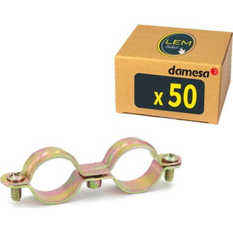 Lot de 50 - Collier de serrage Double pour tube Ø22 - fixation Atlas plomberie