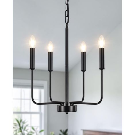 Lustre pour salon lumières accessoires de éclairage plafond industriel hauteur réglable ampoule non incluse 4 E14 noir (1/4)