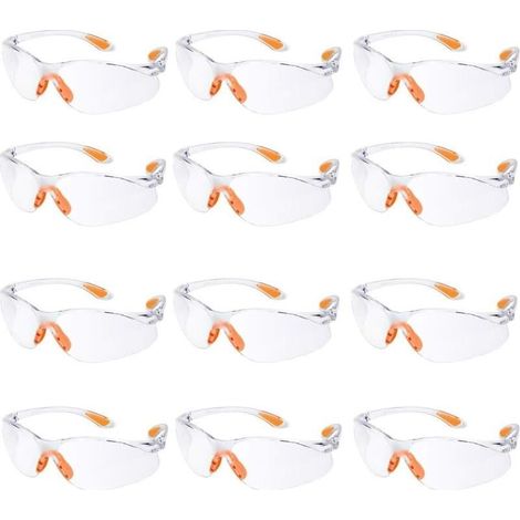 Lot de 12 Lunette de Sécurité Lunettes de Protection Travail avec Lentilles Transparentes Anti-Buée Lunette Protection pour Jardin Laboratoire Chimie (1/4)