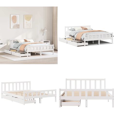 vidaXL Cadre de lit sans matelas blanc 160x200 cm bois de pin massif (1/5)