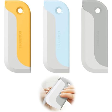 Lot de 3 petites raclettes de douche en caoutchouc souple pour pare-brise, miroir, cuisine, salle de bain, comptoir, carrelage, pare-brise de voiture, film de papier peint en vinyle