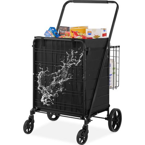 VEVOR Carrello Portabiancheria Con 4 Ruote E Cesto Posteriore, Portaoggetti, Carico Max. 150,5 Kg, Dimensioni 638x662x1053 Mm (1/5)