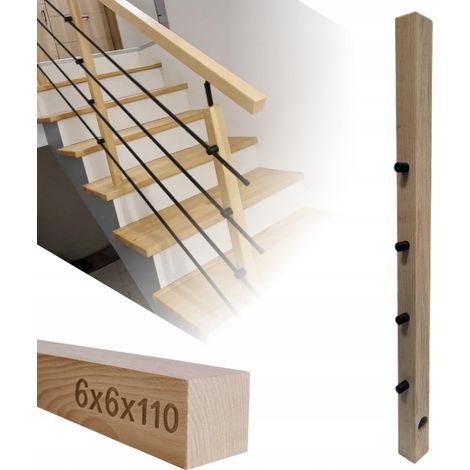 Poteau en bois - 6 x 6 x 110 cm - Hêtre - Kit de montage complet - Stable et esthétique