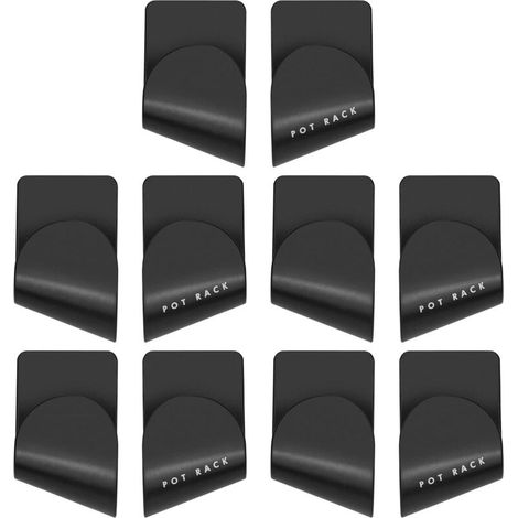 Juego de 5 pares de soportes autoadhesivos para tapas, soporte de pared para tapas de ollas, organizador de ollas para utensilios de cocina (negro) - Crezuo