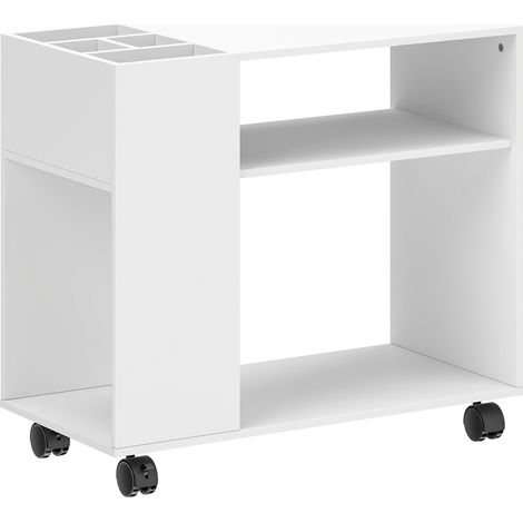CHICFURN Soporte para impresora 70 x 34 x 60 cm de aglomerado blanco con ruedas (1/5)