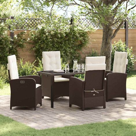 Garten Essgruppe mit Kissen 5 pcs Braun Poly-Rattan (1/5)