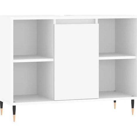 Mueble de baño de diseño industrial con almacenamiento flexible 80 x 33 x 60 cm madera de ingeniería blanca 020049049 (1/5)