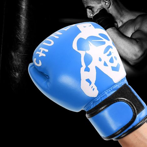 1 paire de gants de boxe Sanda Boxglove, équipement d'entraînement Kenpo pour adultes et enfants (bleu). (1/5)