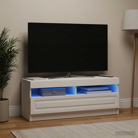 vidaXL Meuble TV LED Blanc Bois d'ingénierie (1/5)