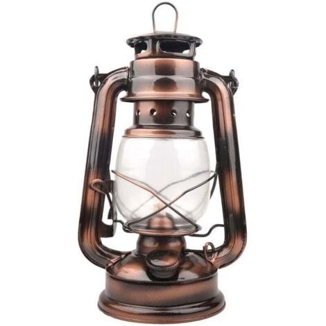 Lanterne de camping à LED - Design rétro - Intensité variable - Fonctionne avec 4 piles AA - 24,5 cm - Blanc chaud，une pièce， (1/5)