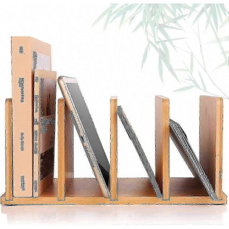 Organiseur de bureau en bois de bambou, trieur de courrier à 4 compartiments compatible avec documents, enveloppes, chemises et cartes SDWHBYV (1/4)