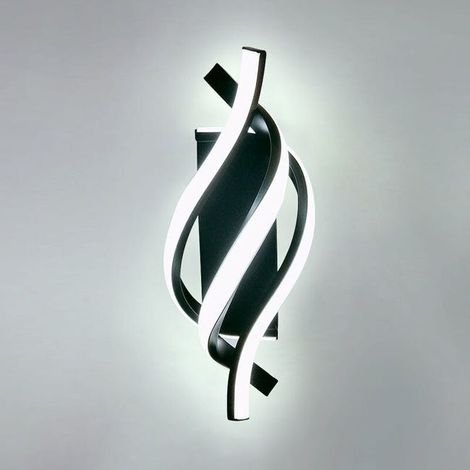 Applique Murale LED Moderne 18W, Luminaire Durable en Noir, Design Courbé IP20, Éclairage Blanc Froid 6000K 1620 Lumens, Spot Mural Intérieur (1/5)