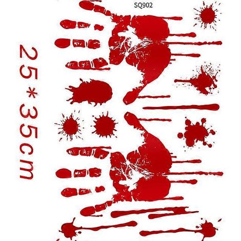 Cadeaux pour Halloween- 1pc hand sticker Warning Tape bloody handprints Signs Props Danger Warning Line New Isolation Belt Party Outdoor Garden Decor (1/5)