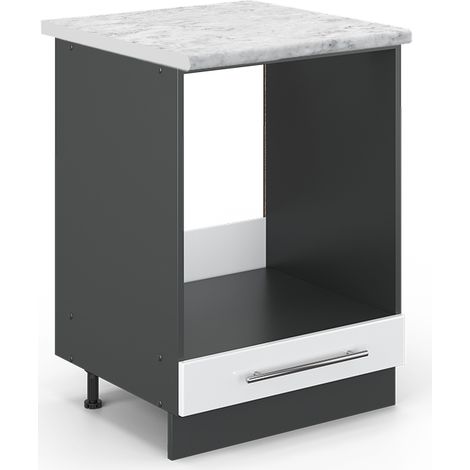 Armario para horno empotrado Fame-Line, Blanco alto brillo, 60 cm , ET Mármol, Vicco (1/5)