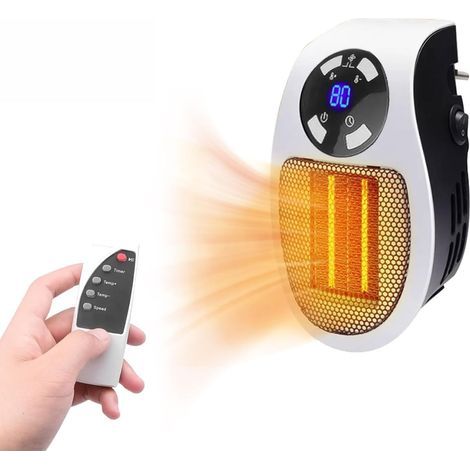 Stufa elettrica portatile da 500 W con protezione contro il surriscaldamento e spina a muro, adatta per l'uso in ufficio e in camera da letto. (1/5)