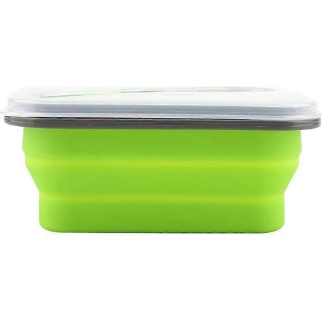 Sac à lunch en silicone, 600 ml, vert, pliable, pour organiser les repas au travail, à l'école, en pique-nique ou en voyage.-AquaForge (1/5)