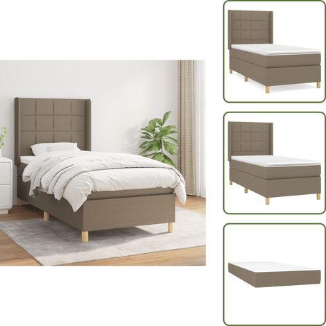 Cama con cabecero ajustable - vidaXL Cama box spring con colchón tela gris taupe 100x200 cm - Colchón ensacado