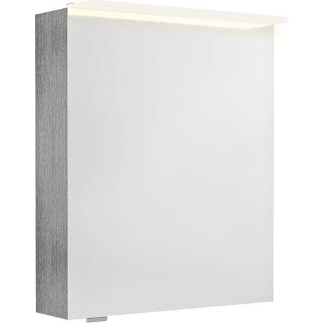Armoire à miroir LINEX avec. Luminaire LED, 60x70x15cm, gauche/droite, chêne argenté (1/4)