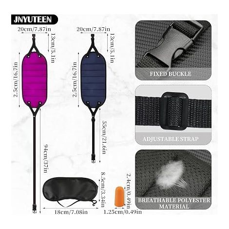 Adjustable Foot and Leg Supports in Flight Seat Hammock with Night Mask and Ear Plugs for Office Relaxation and Travel (1/4)