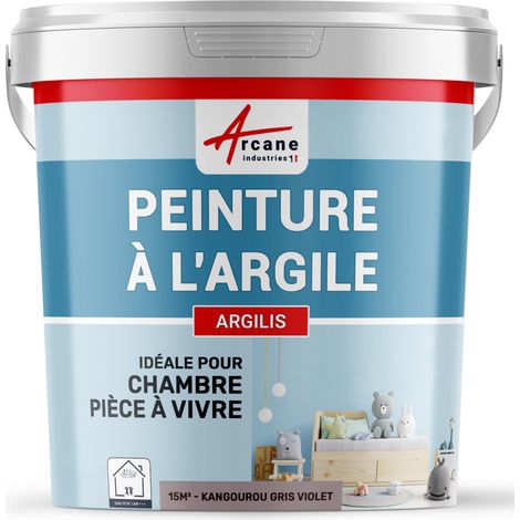 Peinture argile, naturelle, decoration, chambre, enfant, argilis - 15 m² (2.5 kg en 1 couche) Kangourou Gris Violet - ARCANE INDUSTRIES (1/3)