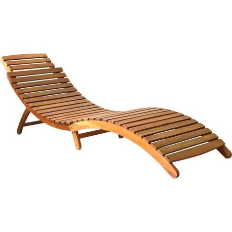 Chaise longue pliable acacia massif clair huilé Tulak (1/3)